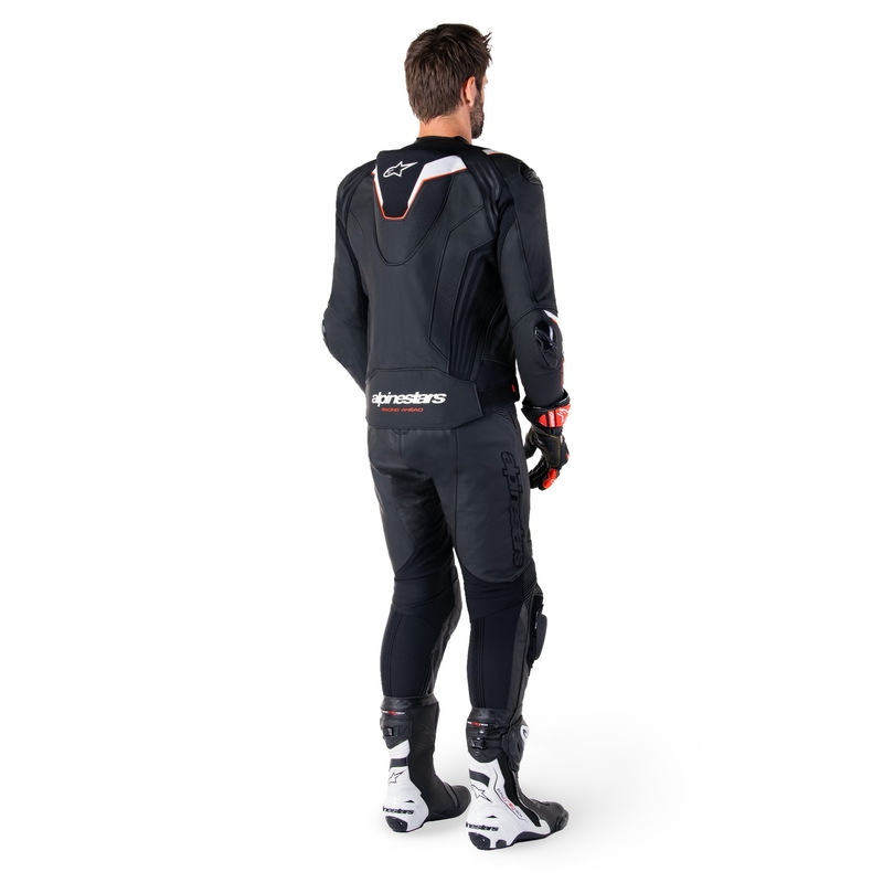Alpinestars Missile 3 Ignition must-valge nahast mootorratta jakk