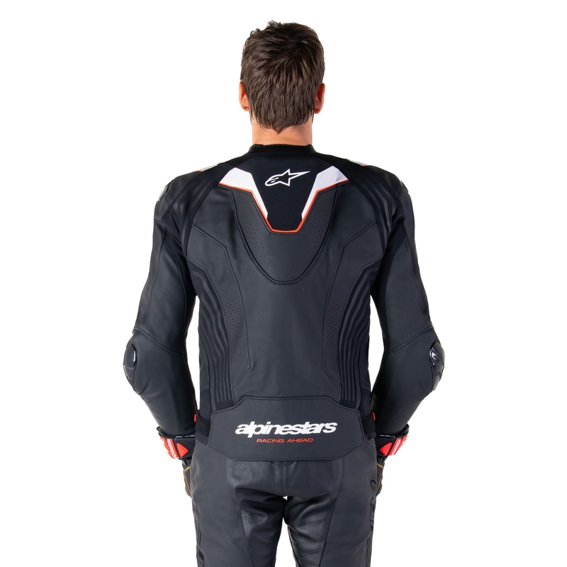 Alpinestars Missile 3 Ignition must-valge nahast mootorratta jakk