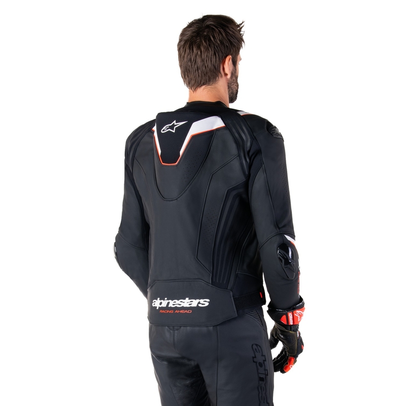 Alpinestars Missile 3 Ignition must-valge nahast mootorratta jakk