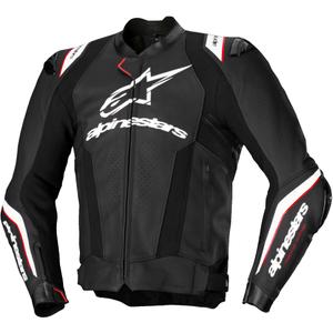 Alpinestars Missile 3 Ignition must-valge nahast mootorratta jakk