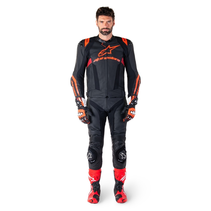 Alpinestars Missile 3 Ignition Black-Fluo Red-Dark Red nahast mootorratta jakk