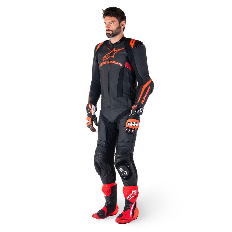 Alpinestars Missile 3 Ignition Black-Fluo Red-Dark Red nahast mootorratta jakk