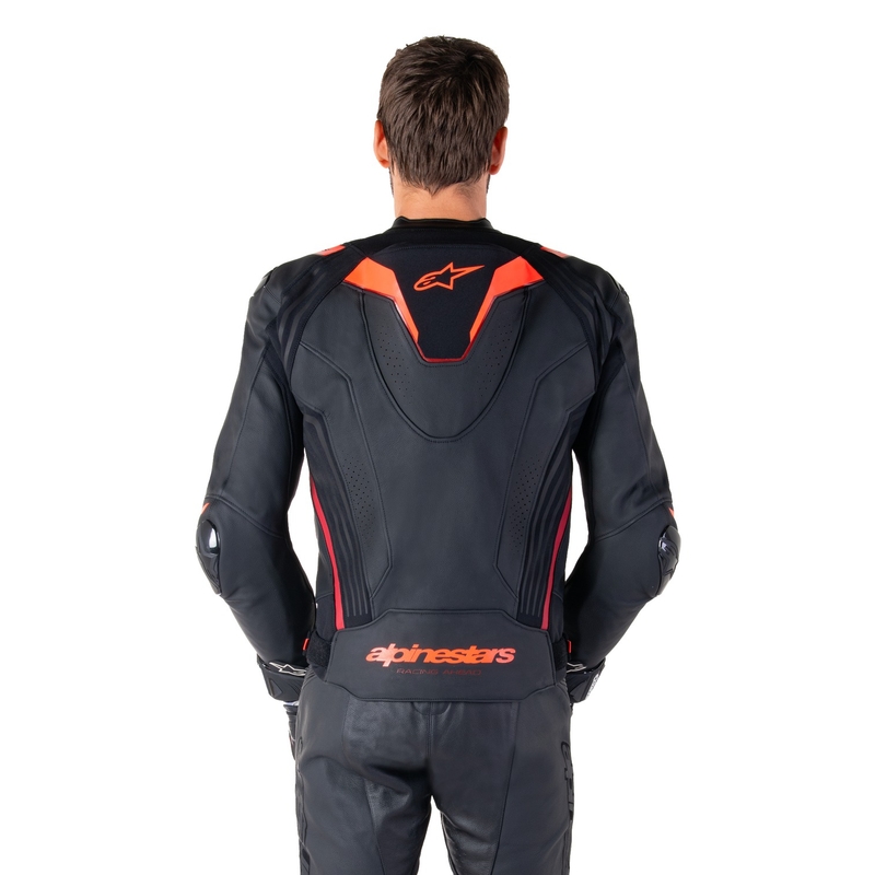 Alpinestars Missile 3 Ignition Black-Fluo Red-Dark Red nahast mootorratta jakk