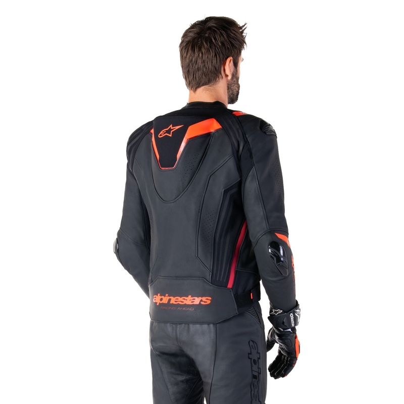 Alpinestars Missile 3 Ignition Black-Fluo Red-Dark Red nahast mootorratta jakk