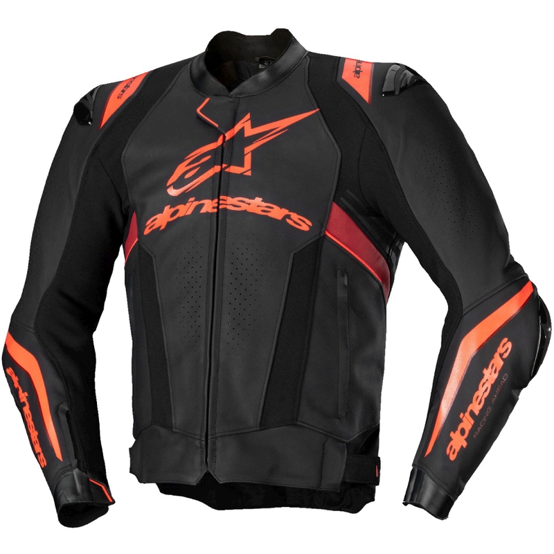Alpinestars Missile 3 Ignition Black-Fluo Red-Dark Red nahast mootorratta jakk