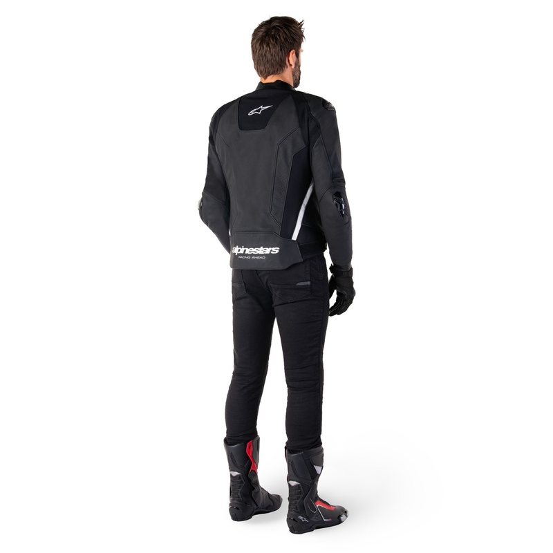 Alpinestars Missile 3 must-valge nahast mootorrattajope