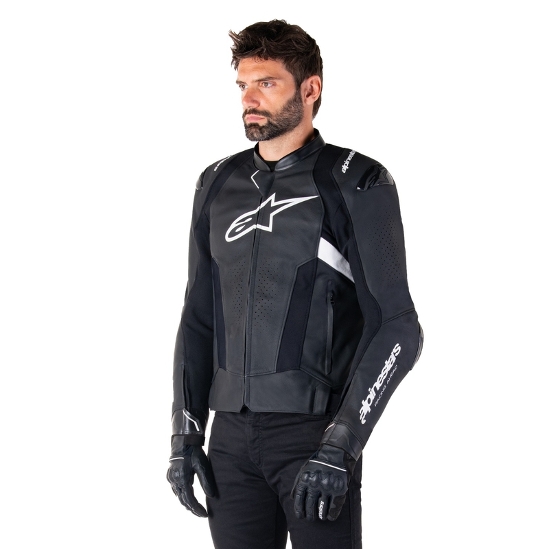 Alpinestars Missile 3 must-valge nahast mootorrattajope