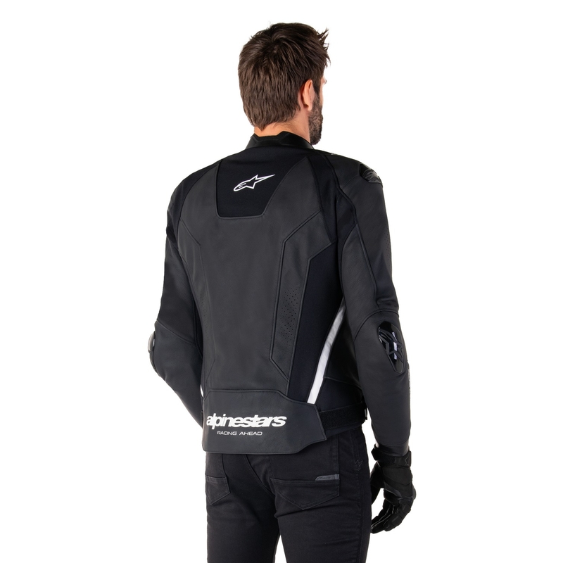 Alpinestars Missile 3 must-valge nahast mootorrattajope