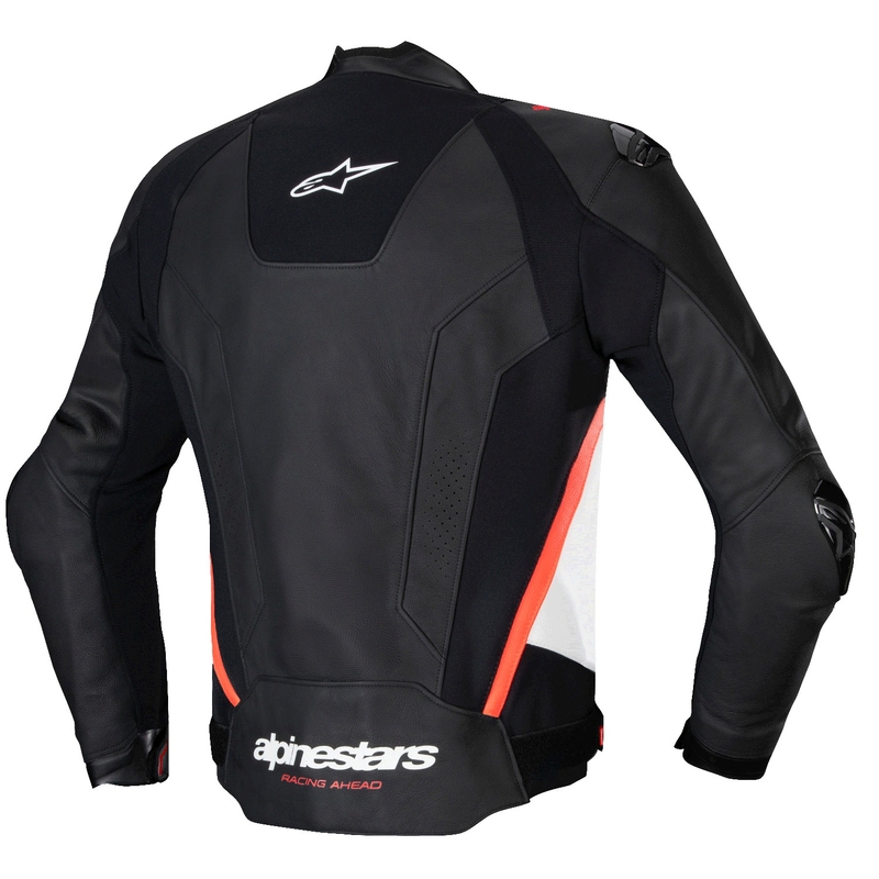 Alpinestars Missile 3 must-valge-fluoripunane nahast mootorratta jope