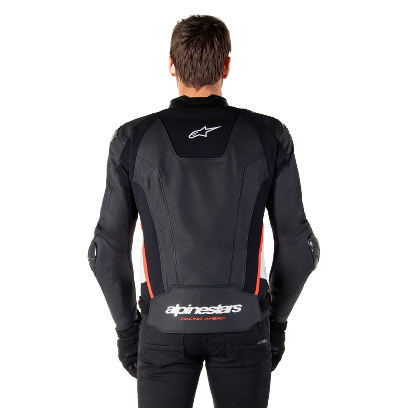 Alpinestars Missile 3 must-valge-fluoripunane nahast mootorratta jope