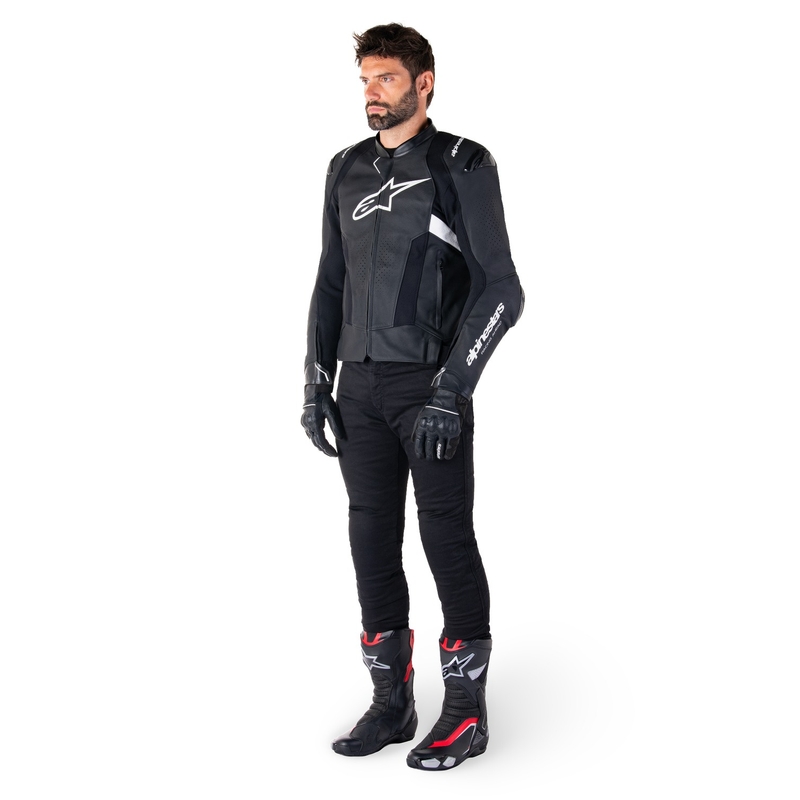 Alpinestars Missile 3 Airflow must-valge nahast mootorratta jope