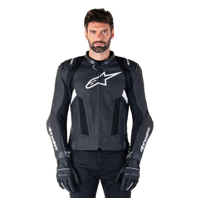 Alpinestars Missile 3 Airflow must-valge nahast mootorratta jope