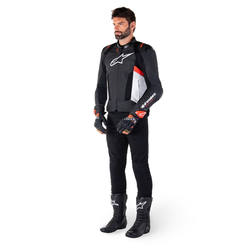 Alpinestars Missile 3 Airflow Black-White-Fluo Red nahast mootorratta jakk