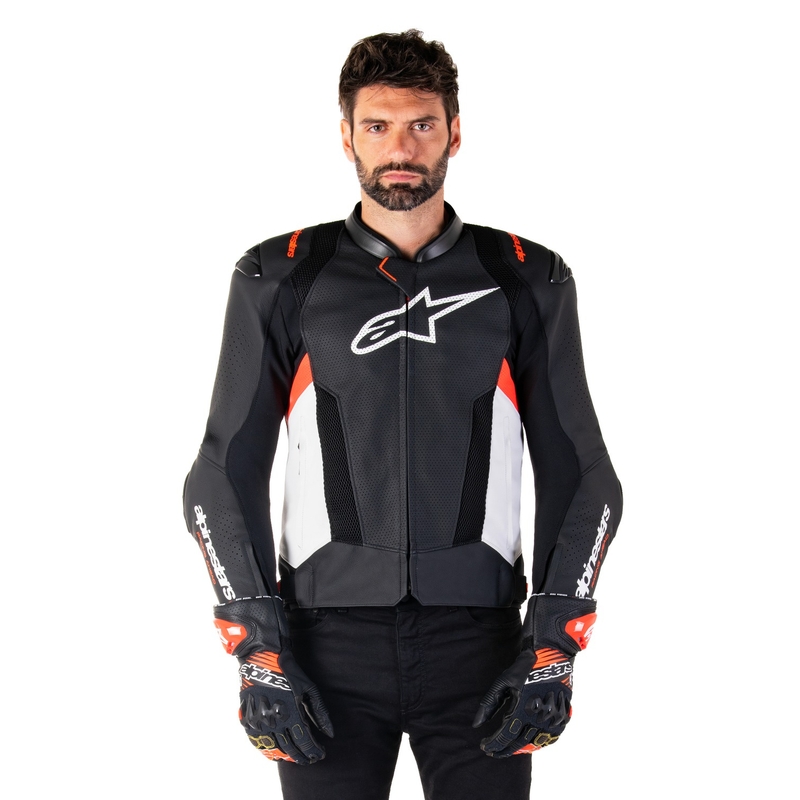 Alpinestars Missile 3 Airflow Black-White-Fluo Red nahast mootorratta jakk