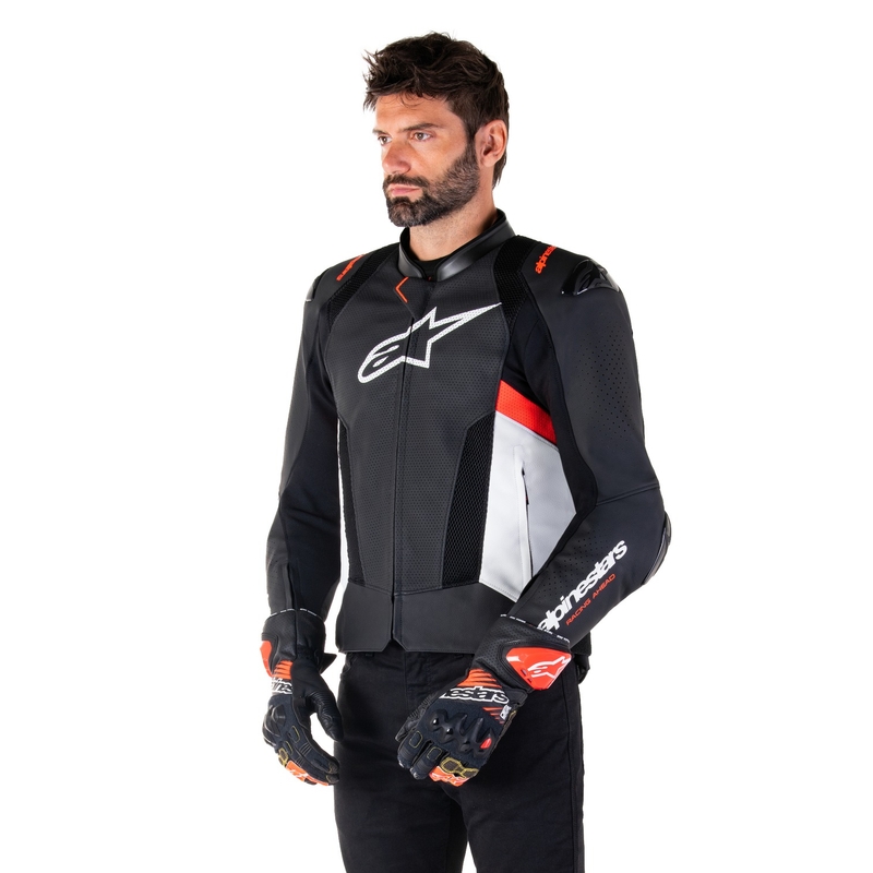 Alpinestars Missile 3 Airflow Black-White-Fluo Red nahast mootorratta jakk