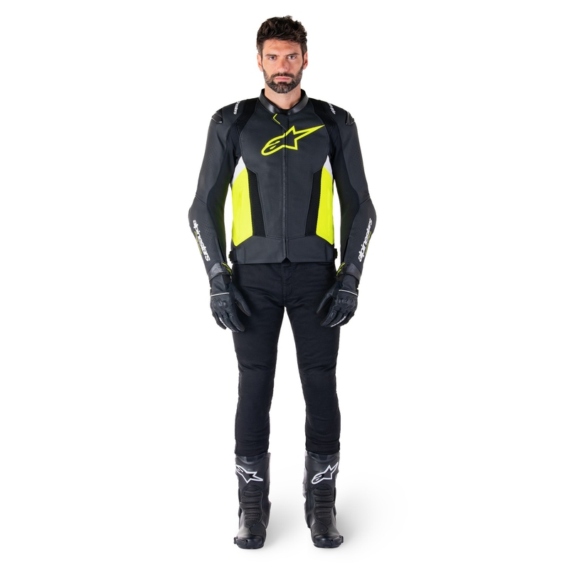 Alpinestars Missile 3 Airflow Black-Fluo Yellow-White nahast mootorratta jakk