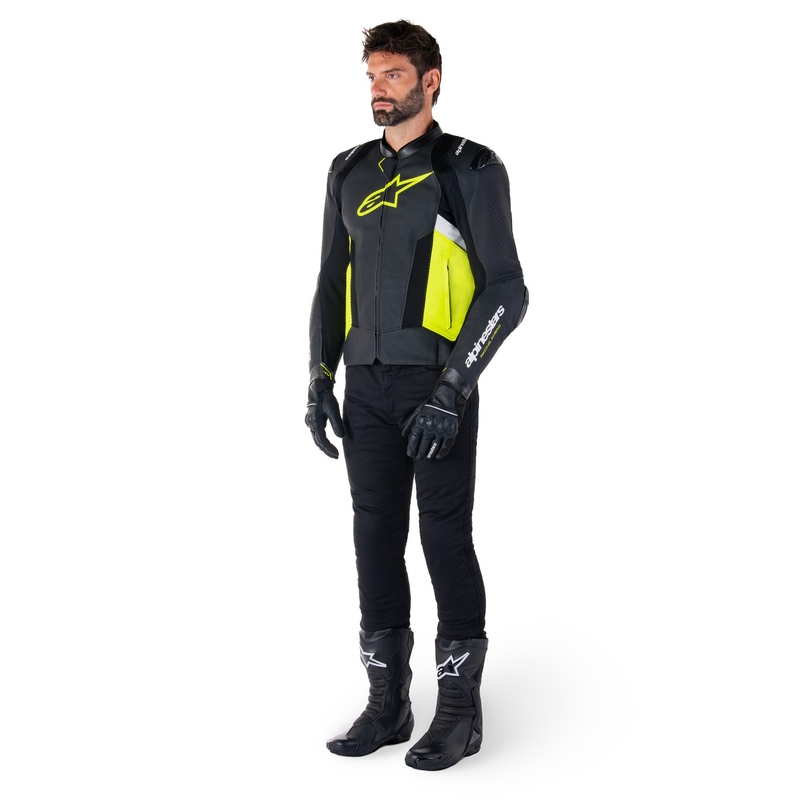 Alpinestars Missile 3 Airflow Black-Fluo Yellow-White nahast mootorratta jakk