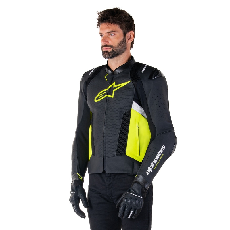 Alpinestars Missile 3 Airflow Black-Fluo Yellow-White nahast mootorratta jakk
