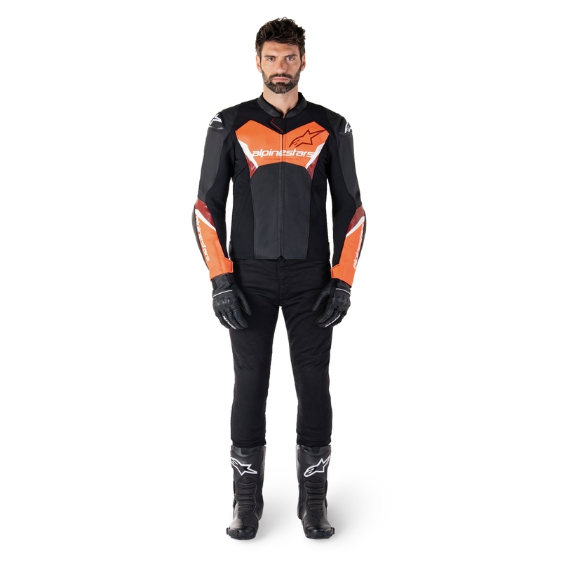 Alpinestars Faster 3 must-fluo punane nahast mootorratta jakk