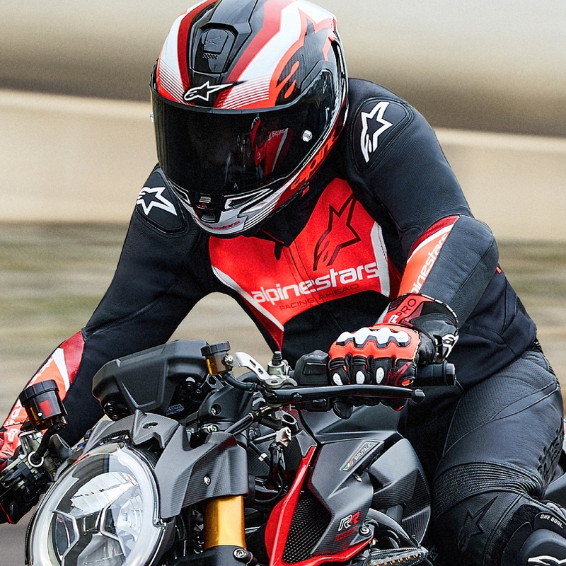 Alpinestars Faster 3 must-fluo punane nahast mootorratta jakk