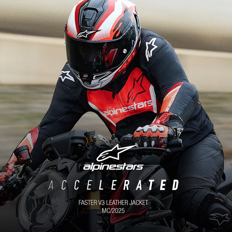 Alpinestars Faster 3 must-fluo punane nahast mootorratta jakk