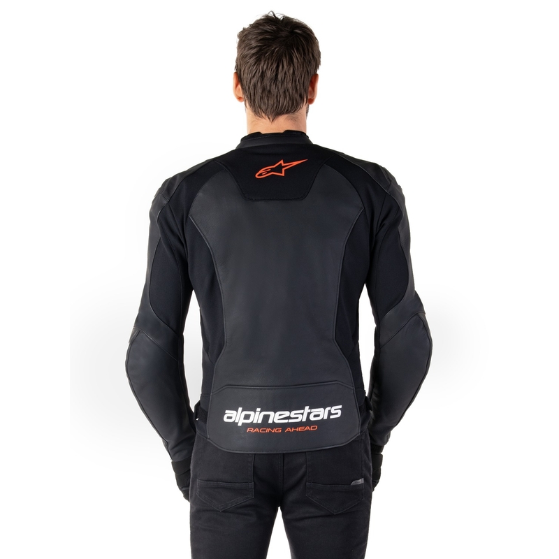 Alpinestars Faster 3 must-fluo punane nahast mootorratta jakk