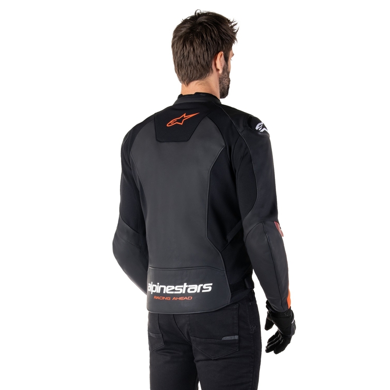 Alpinestars Faster 3 must-fluo punane nahast mootorratta jakk