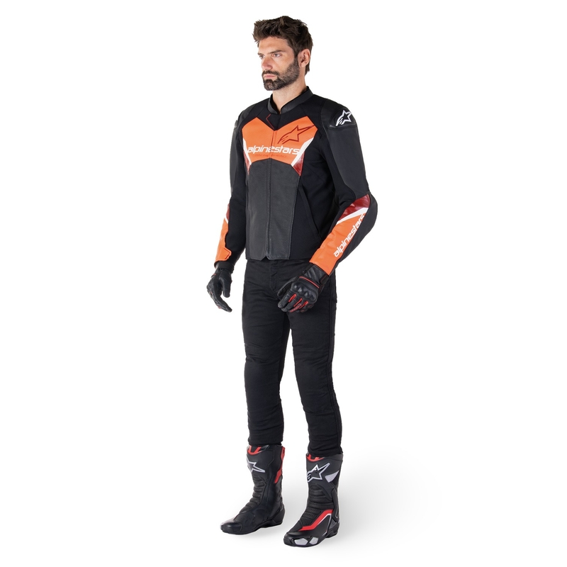 Alpinestars Faster 3 Airflow Black-Fluo Red nahast mootorratta jakk