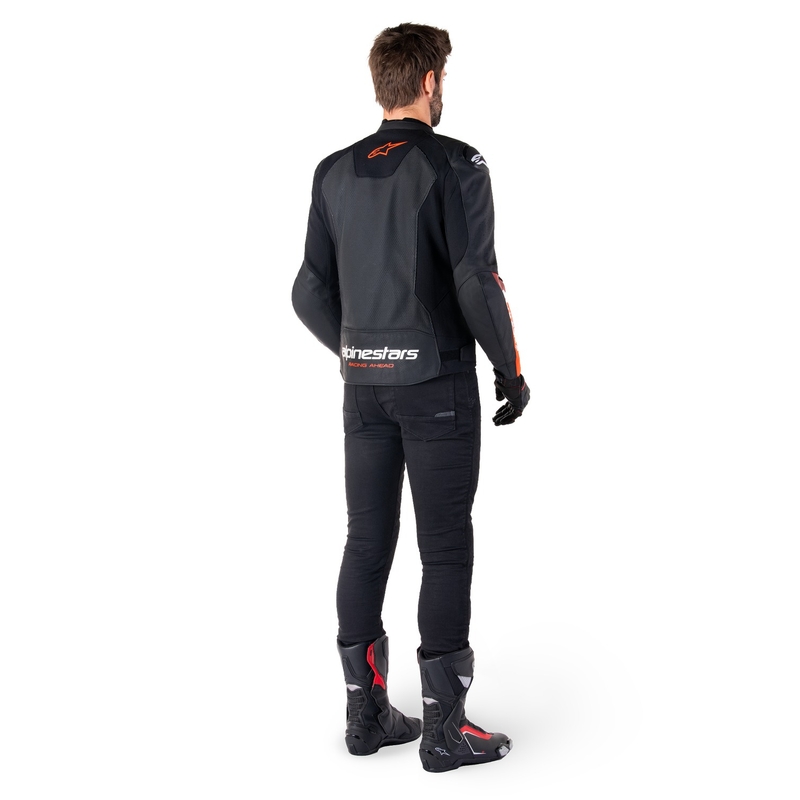 Alpinestars Faster 3 Airflow Black-Fluo Red nahast mootorratta jakk