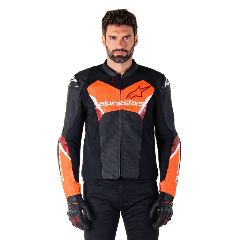 Alpinestars Faster 3 Airflow Black-Fluo Red nahast mootorratta jakk