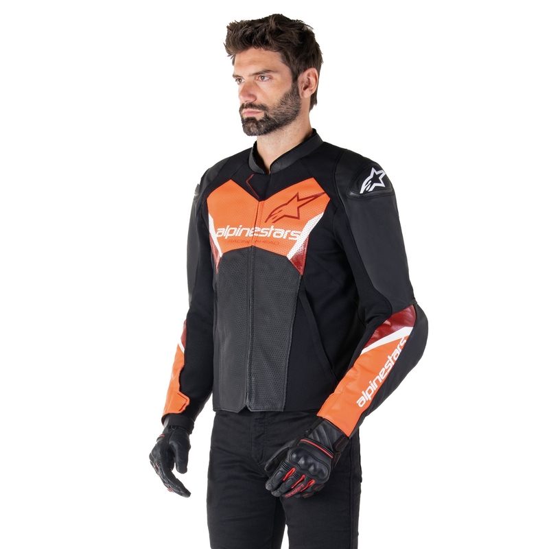 Alpinestars Faster 3 Airflow Black-Fluo Red nahast mootorratta jakk