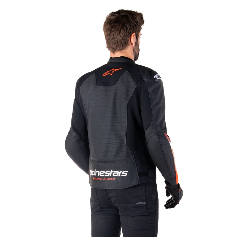 Alpinestars Faster 3 Airflow Black-Fluo Red nahast mootorratta jakk