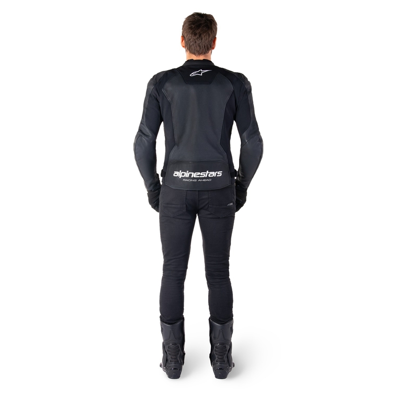Alpinestars Faster 3 Airflow must-valge nahast mootorratta jope Alpinestars Faster 3 Airflow Must-valge nahast mootorratta jakk
