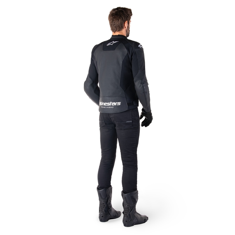 Alpinestars Faster 3 Airflow must-valge nahast mootorratta jope Alpinestars Faster 3 Airflow Must-valge nahast mootorratta jakk