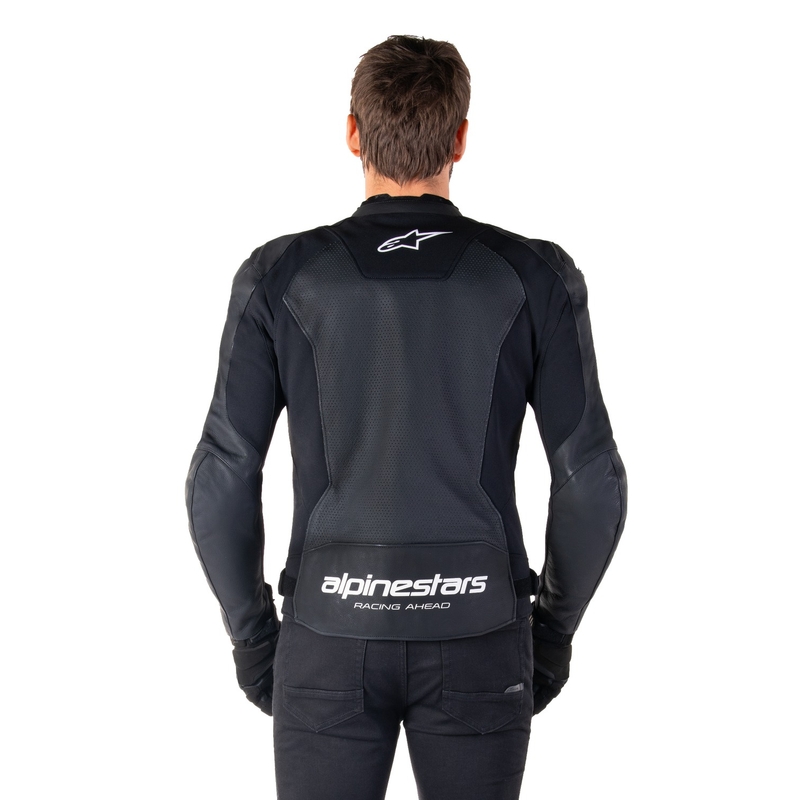 Alpinestars Faster 3 Airflow must-valge nahast mootorratta jope Alpinestars Faster 3 Airflow Must-valge nahast mootorratta jakk