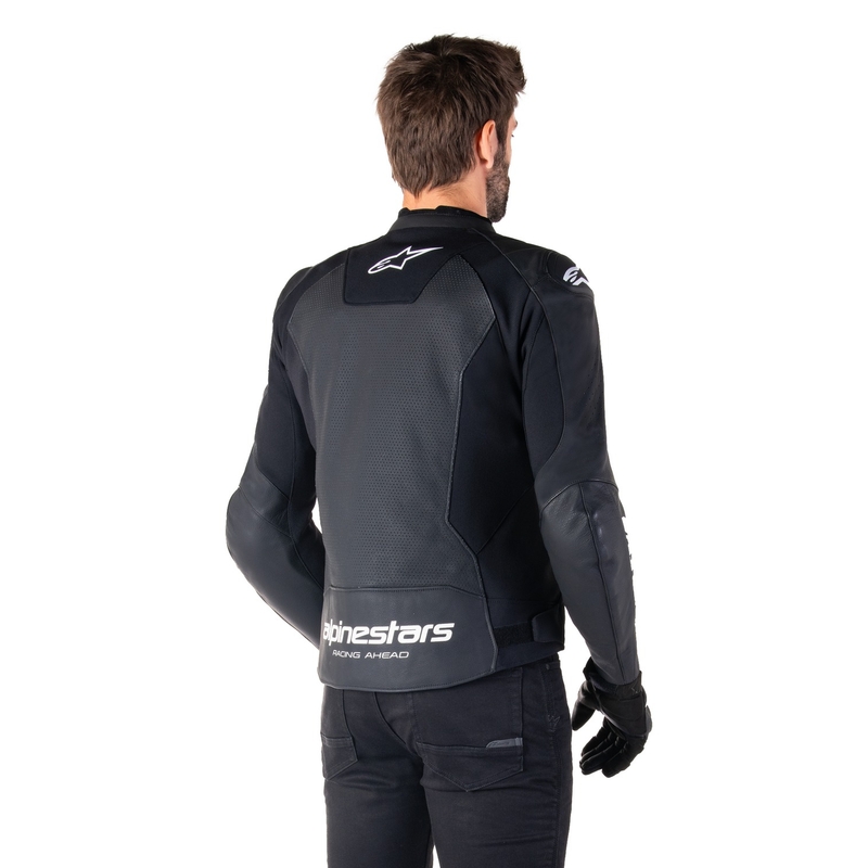 Alpinestars Faster 3 Airflow must-valge nahast mootorratta jope Alpinestars Faster 3 Airflow Must-valge nahast mootorratta jakk