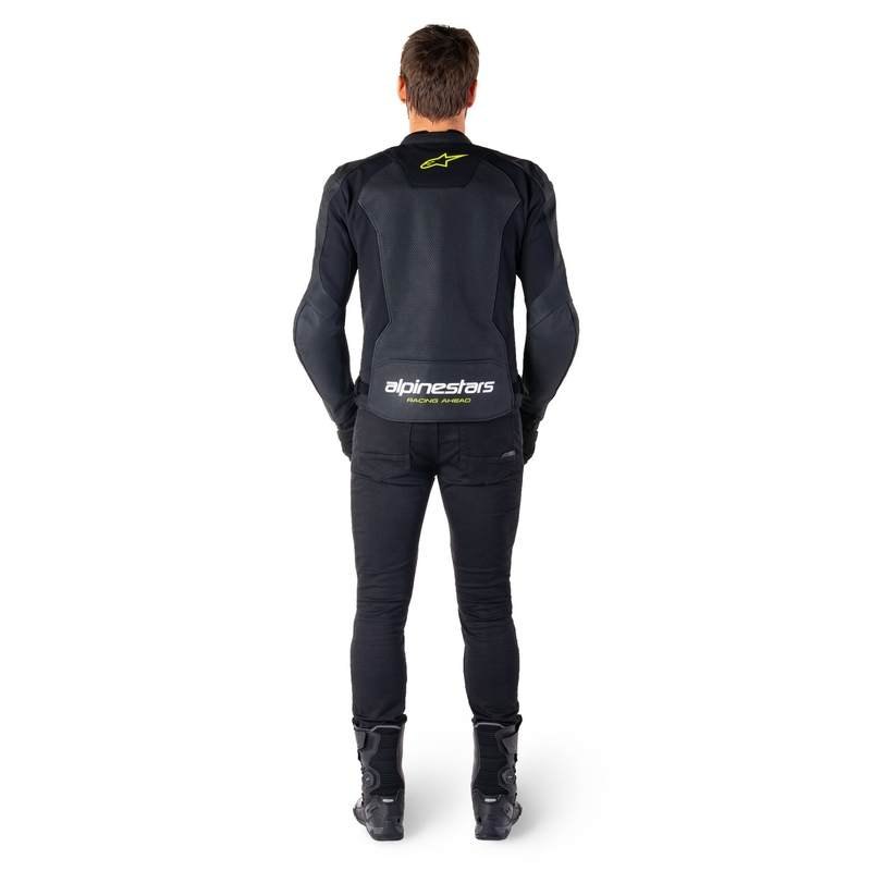 Alpinestars Faster 3 Airflow Black-White-Fluo Yellow nahast mootorratta jakk