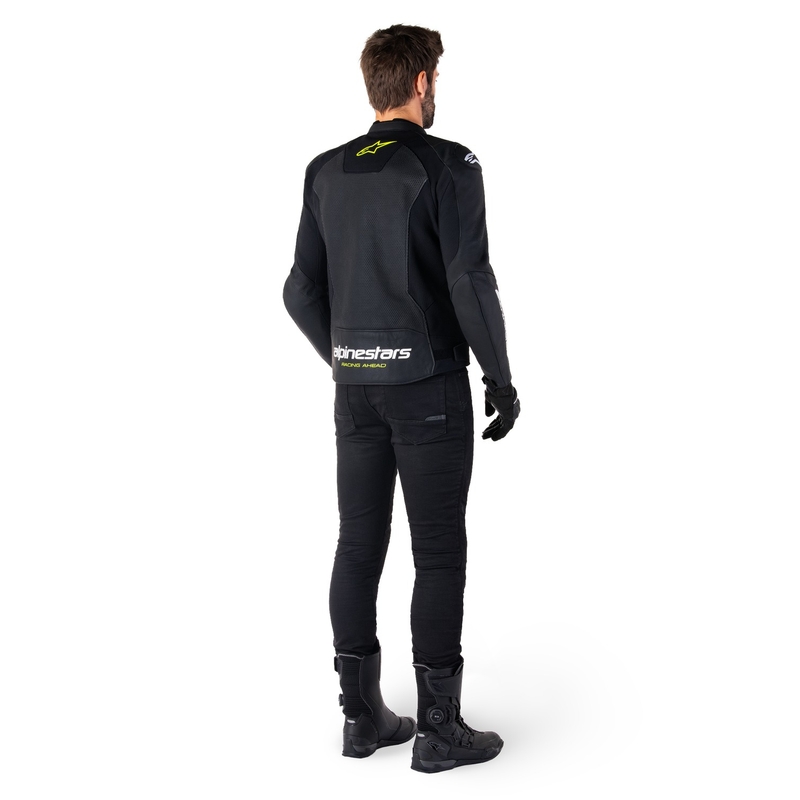 Alpinestars Faster 3 Airflow Black-White-Fluo Yellow nahast mootorratta jakk