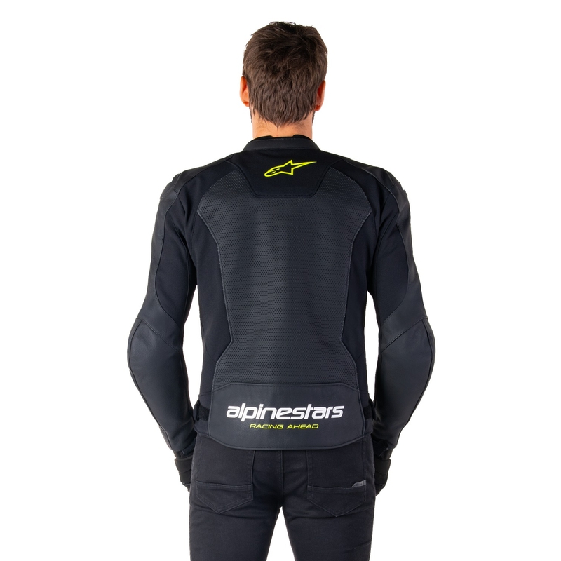 Alpinestars Faster 3 Airflow Black-White-Fluo Yellow nahast mootorratta jakk