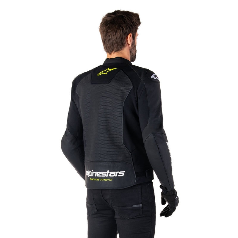 Alpinestars Faster 3 Airflow Black-White-Fluo Yellow nahast mootorratta jakk
