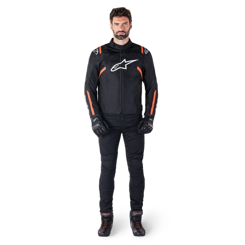 Alpinestars T-SPS 2 veekindel must-valge-fluoripunane mootorratta jakk
