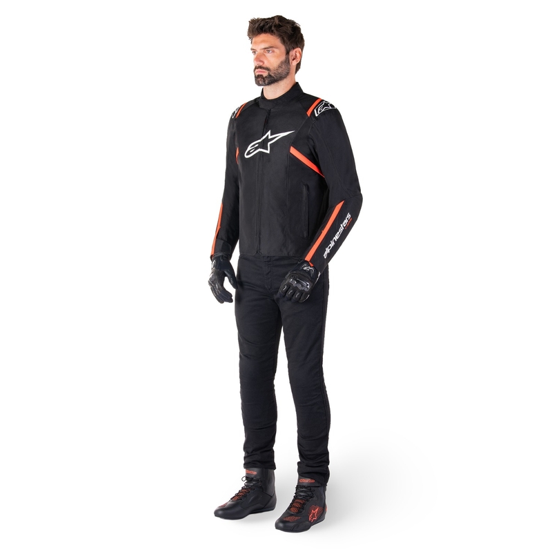 Alpinestars T-SPS 2 veekindel must-valge-fluoripunane mootorratta jakk