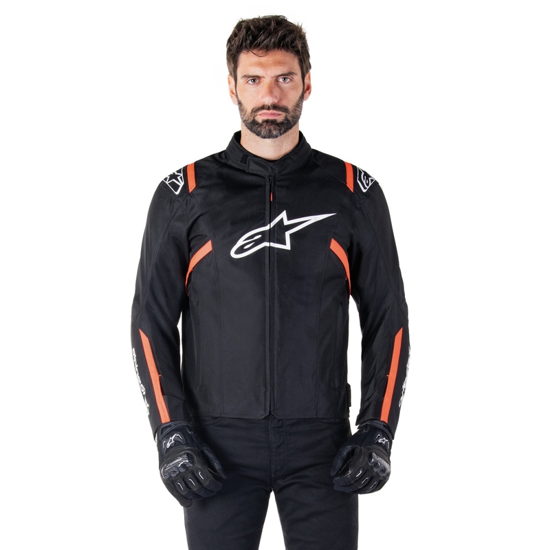 Alpinestars T-SPS 2 veekindel must-valge-fluoripunane mootorratta jakk