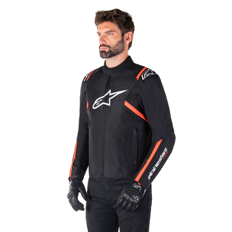 Alpinestars T-SPS 2 veekindel must-valge-fluoripunane mootorratta jakk