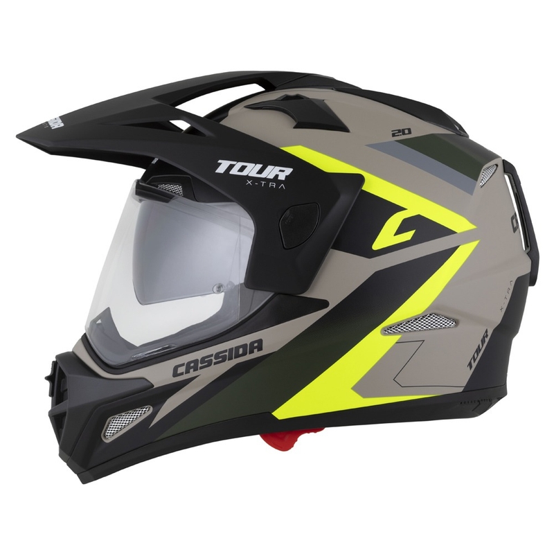 Enduro kiiver Cassida Tour 2.0 X-tra matt liiv-fluo kollane-roheline-must