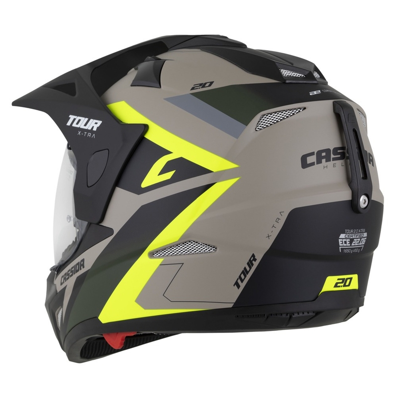Enduro kiiver Cassida Tour 2.0 X-tra matt liiv-fluo kollane-roheline-must