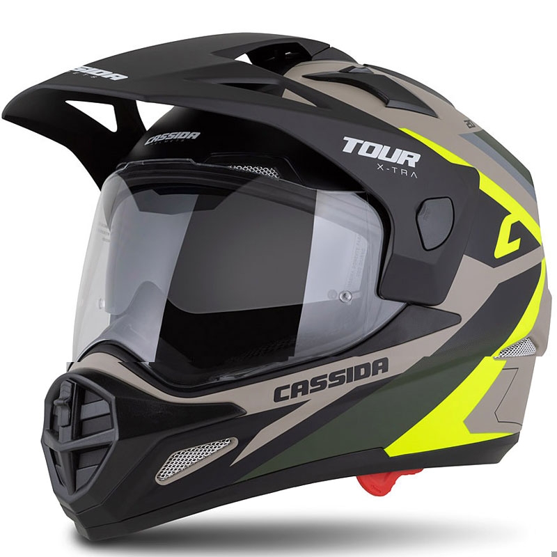 Enduro kiiver Cassida Tour 2.0 X-tra matt liiv-fluo kollane-roheline-must