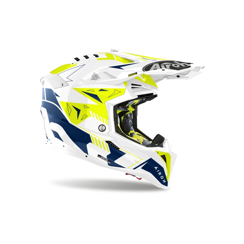 Motokrossi kiiver Airoh Aviator 3 Spin kollane-sinine