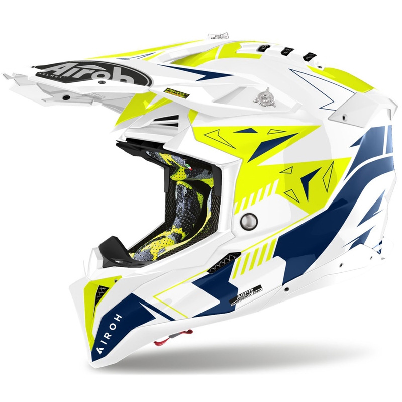 Motokrossi kiiver Airoh Aviator 3 Spin kollane-sinine