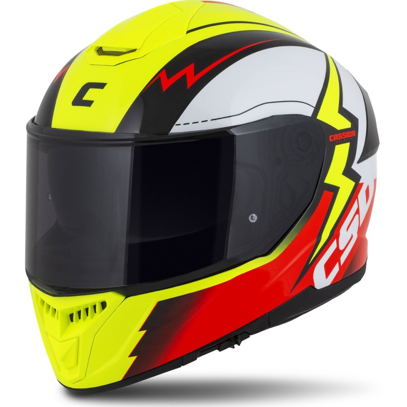 Integral mootorratta kiiver Cassida Integral GT 2.1 Flash fluo kollane-punane-must-valge